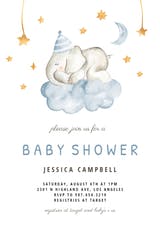 Sleeping Elephant and Girraffe - Baby Shower Invitation